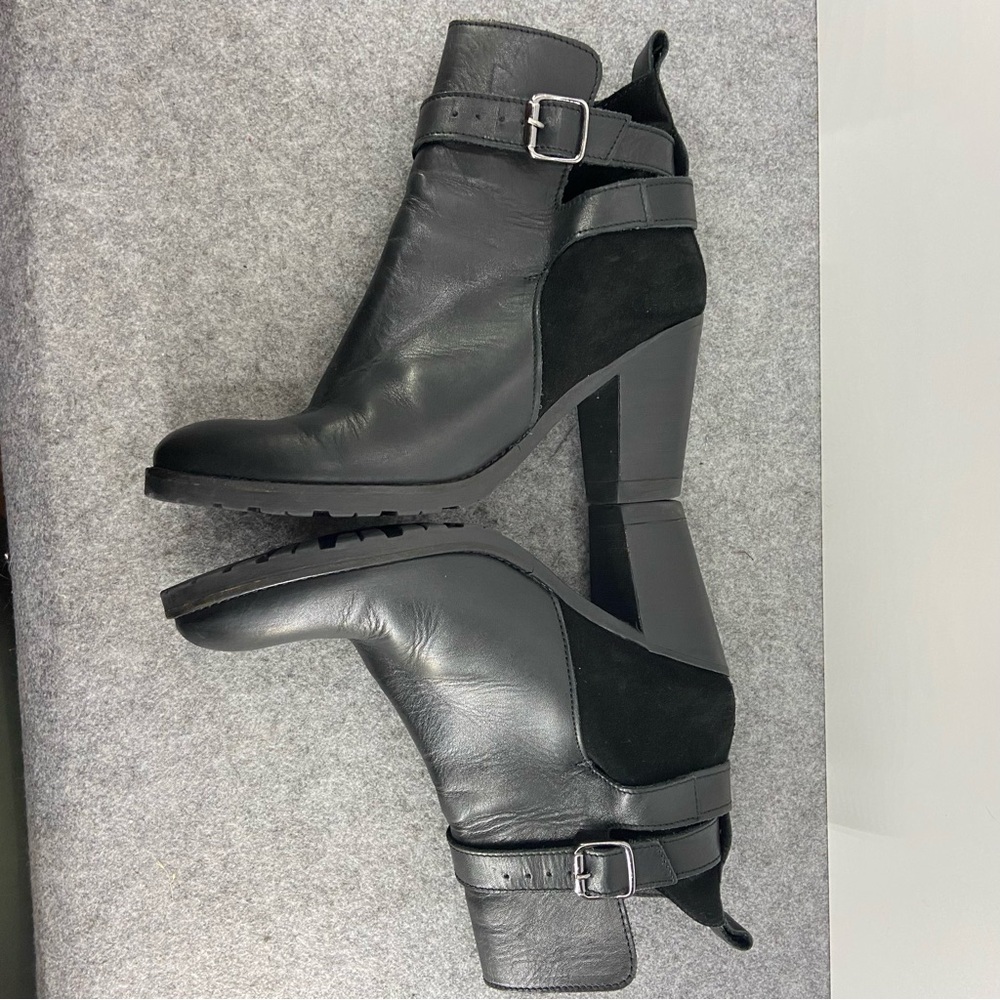 Lavorazione Artigiana Italy Super Soft Black Leather Suede Wrap Ankle BootsSize7 - Picture 9 of 13